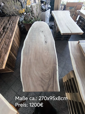 Tischplatte Tisch Esstisch Schreibtisch Konferenztisch massiv Suar Holz Baumkante Eiche Baumscheibe