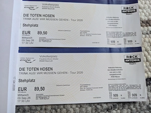 2 Tote Hosen Konzert Tickets Bayreuth 