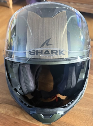 SHARK, Modularer Motorradhelm OXO SIKTER Green Chrome Gold, Größe L