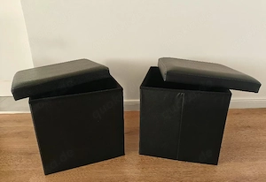 Zwei Sitzwürfel mit Aufbewahrungsfunktion - Kunstlederoptik