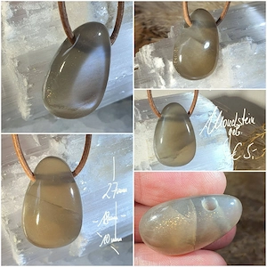 Mondstein Anhäger gebohrt