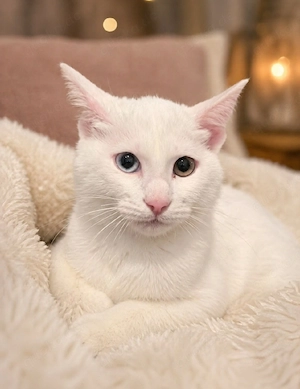 Zwei verschmuste weiße Katzenherzen warten auf dich 