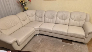 Großes Leder Sofa Cremeweiß Möbel Wohnzimmer Couch