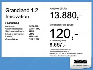 Opel Grandland 1.2 Innovation 2xKlima, Rückfahrkamera Bild 4