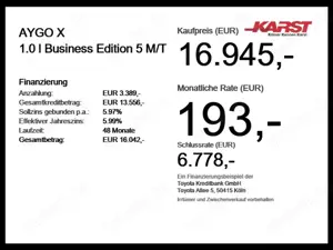 Toyota Aygo X 1.0 l Business Edition 5 M/T SHZ Kamera Bild 3