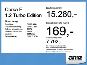 Opel Corsa F 1.2 Turbo Edition Navi+SHZ+Kam.+PDC