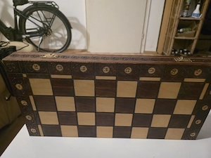 Hochwertiges Holz Schachspiel im Koffer - komplett - Vintage