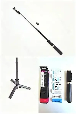 NEUER schwarzer Bluetooth Selfiestick mit stabilem Stand Fuß