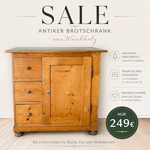 Antiker Brotschrank Biedermeier   Weichholz, Honigton, 1840er, Landhaus