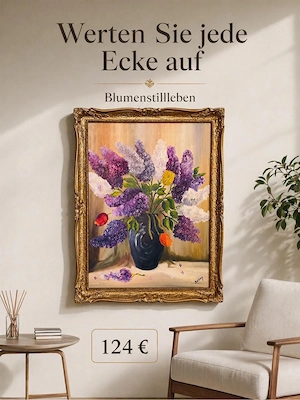 Öl Gemälde, antik, 1930 40er, Signiert, Stuckrahmen, Blumenstillleben