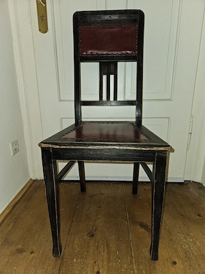 Antik! Massiver stabiler Holz Stuhl ca. 1920 Jugendstil rot Eiche TOP