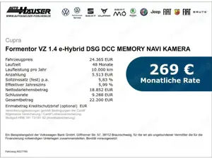 CUPRA Formentor VZ 1.4 e-Hybrid DSG DCC MEMORY NAVI KAMERA PARK AC Bild 2