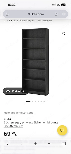 Ikea Billy Regale 6 Stk schwarz, 3 x mit Glastüren 