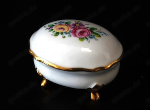 Porzellandose, Kleiber, bayer. Manufaktur, 8 x 6 cm, 22 Karat Goldrand