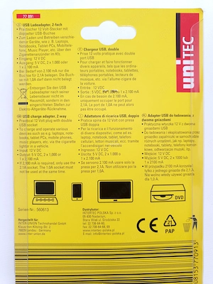 UNITEC USB Ladeadapter 2-fach für PKW, neu & OVP Bild 2