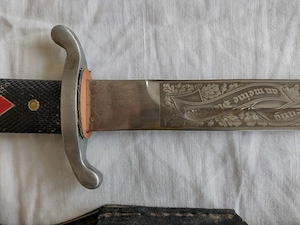 Patriotischer Brieföffner mit Klingenätzu ... Grabendol .. Solingen 