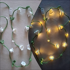 Gehäkelte Maiglöckchen Lichterkette Frühlingsdeko Handgemacht