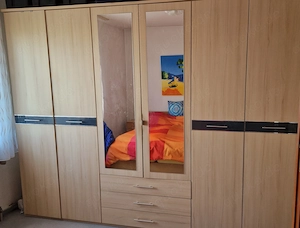 Kleiderschrank Buche mit Spiegeltüren (270 cm breit)