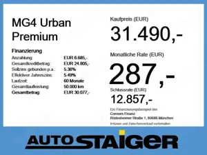 MG MG4 Urban Premium Top Ausstattung*Lagerwagen*