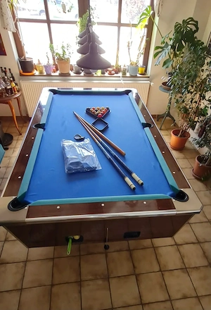 Billardtisch 8ft, Schieferplatte, Münzeinwurf, neues Tuch 