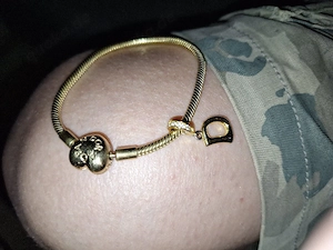 Pandora Moments Schlangen-Gliederarmband + Charm "D" - Pandora Shine vergoldet*  Verkaufe mein schön