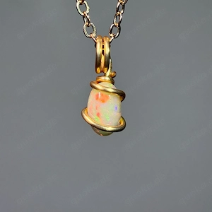 Äthiopischer Opal Anhänger   echter Edelstein   vergoldet