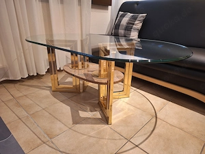 Glamourösen Glastisch mit edlem Goldgestell   Neupreis 1500  