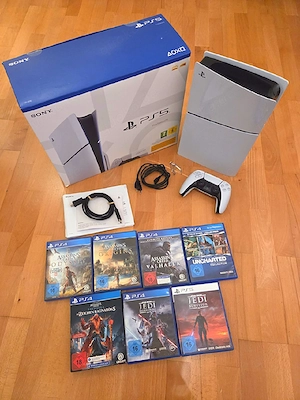 Sony Playstation 5 PS5 slim spielekonsole & 7 spiele sammlung 