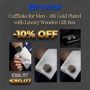 Cufflinks für Herren   18K vergoldet mit luxuriöser Holz-Geschenkbox  