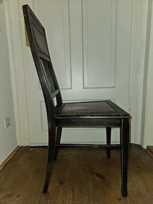 Antik! Massiver stabiler Holz Stuhl Jugendstil ca. 1920 rot Eiche Schnitzereien TOP Zustand!  Bild 6