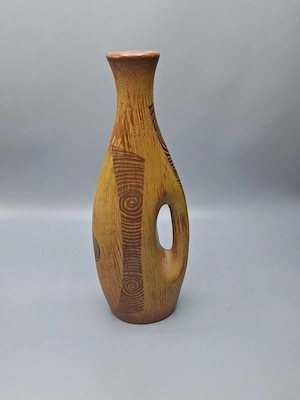 Afrikanische Tonvase braun marmoriert 30cm hoch Fuß 8cm breit