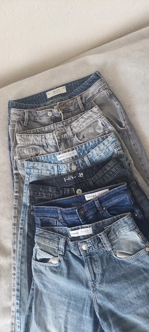 7x Marken Jeans Bundle XS 36 Bershka Amisu Hollister Baggy Flare Straight