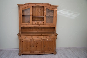 Küchenhochschrank Kiefer mit Vitrine  