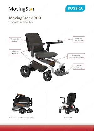 Faltbarer Elektro Rollstuhl, Moovingstar 2000, Neuwertig da kaum gebraucht.