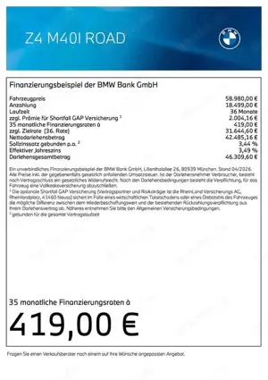BMW Z4 M40i Head-Up HK HiFi DAB LED WLAN Komfortzg. Bild 2