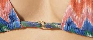 NEU m. Et. Lurex Glitzer Missoni Style Triangel BIKINI Oberteil Bustier TOP CALZEDONIA Chevron bunt Bild 3