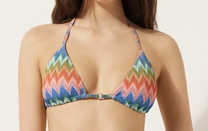 NEU m. Et. Lurex Glitzer Missoni Style Triangel BIKINI Oberteil Bustier TOP CALZEDONIA Chevron bunt