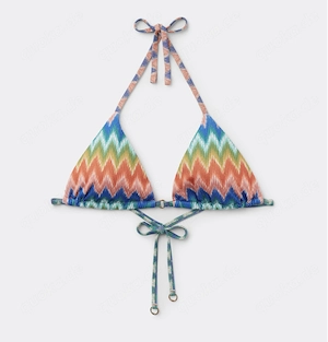 NEU m. E. Lurex Glitzer Missoni Style Triangel BIKINI Oberteil Bustier TOP CALZEDONIA Chevron RAR