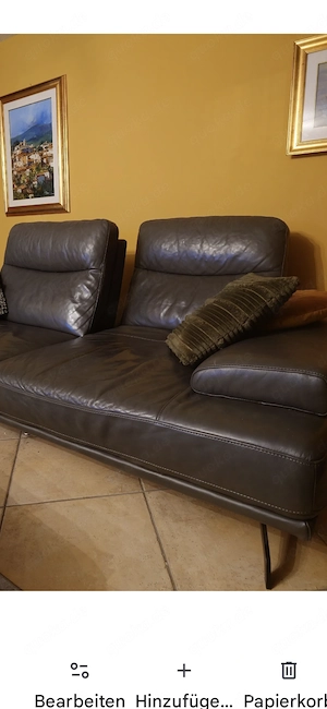 Sofa 2,5 Sitzer Leder, modern, grau zu verschenken 