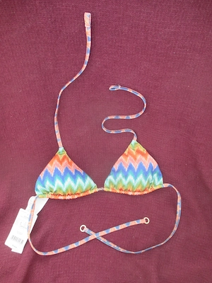 NEU m. Et. Lurex Glitzer Missoni Style Triangel BIKINI Oberteil Bustier TOP CALZEDONIA Chevron bunt Bild 4