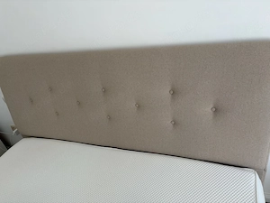 Bettgestell gepolstert mit Aufbew., Naggen beige, 180x200 cm