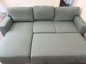 Bettsofa (3er-Bettsofa mit Récamiere, Tibbleby hell grautürkis)