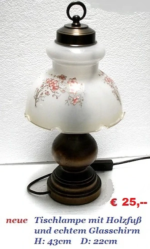 Tischleuchte mit echtem Glasschirm