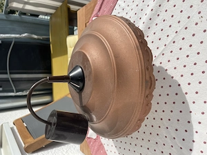 Lampe Kupfer   Glas Tischleuchte Landhaus rund E27