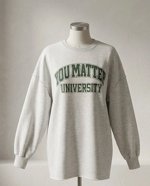 Oversize Sweatshirt  You Matter University    Vintage Look   Grau Grün