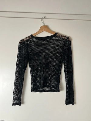 Schwarzes Mesh Longsleeve Gr. S transparent, Festival Grunge Y2K Style