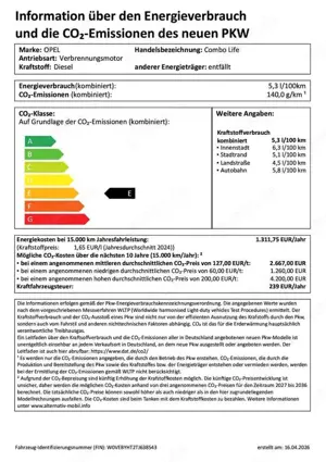 Opel Combo Life 1.5D MT6  Edition Kamera Navi WiPa Bild 4