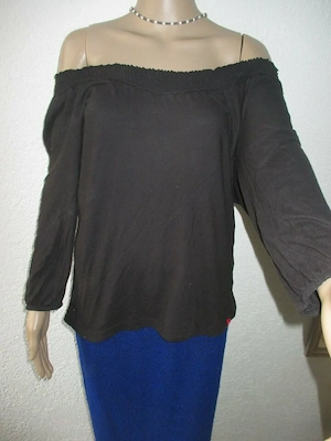 NEU Carmen Off Shoulder Longsleeve Langarm Tunika T- Shirt edc * Esprit Gr. 40- 42  M schwarz Gothic