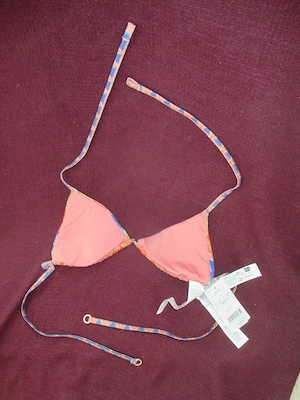 NEU m. Et. Lurex Glitzer Missoni Style Triangel BIKINI Oberteil Bustier TOP CALZEDONIA Chevron bunt Bild 9