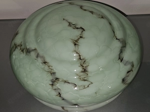 Antik! Unikat! Art Deco Lampenschirm Glas mintgrün Decken Pendel Leuchte Rarität!